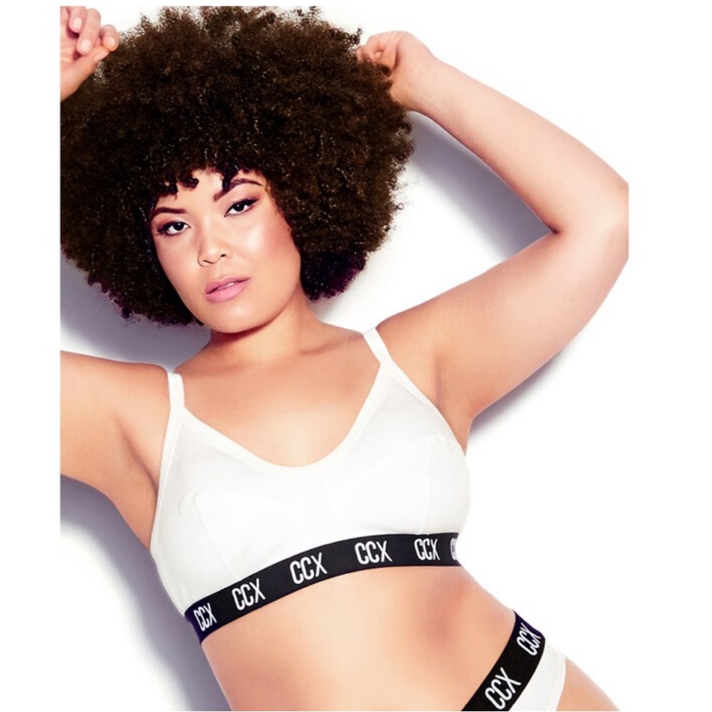 City Chic CCX Rib Crop Bra White Plus Size XL NWT
